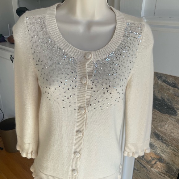 Juicy Couture cream sweater with silver sequins- petite - Picture 2 of 9
